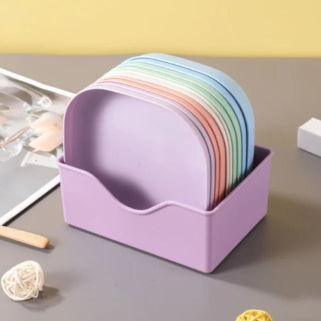 10PCS Multicolor Multifunctional Dish With Storage Box Plastic Creative Fruit Plate Small Random Color Candy Plate Home Kitchen