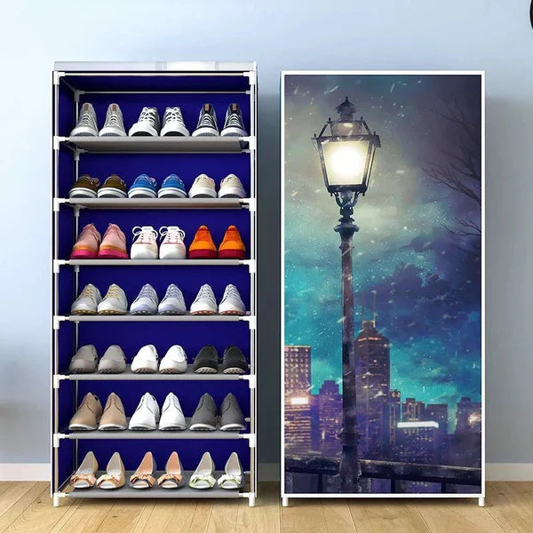 7-Layer Shoe Rack with Zipper Cover – Durable, Space-Saving, and Dustproof Storage Organizer