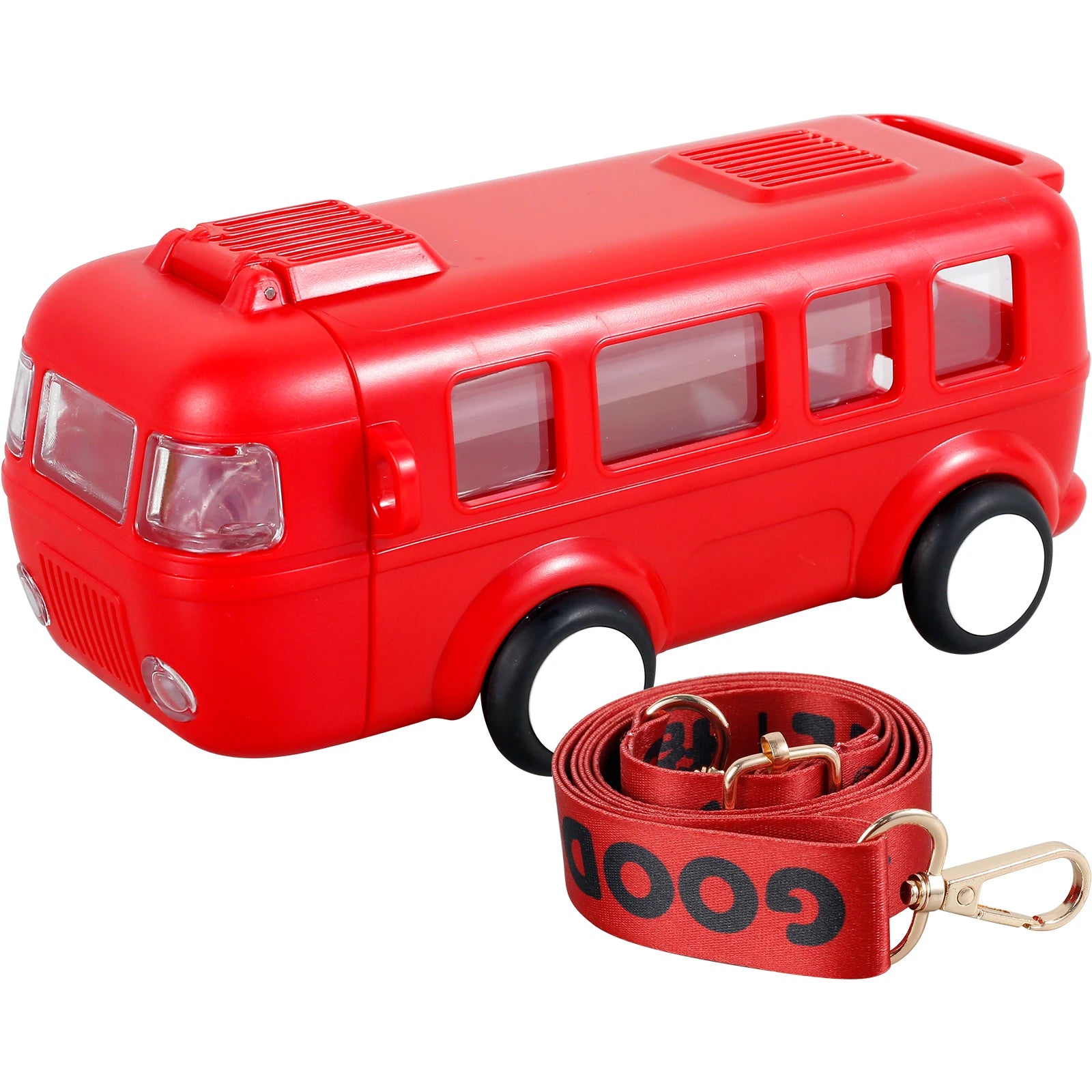 Car Straw Water Cup 500ml Portable Bus Water Bottle with Shoulder Strap Leak-Proof Kids Small Square Drinking Cup Cute Cartoon