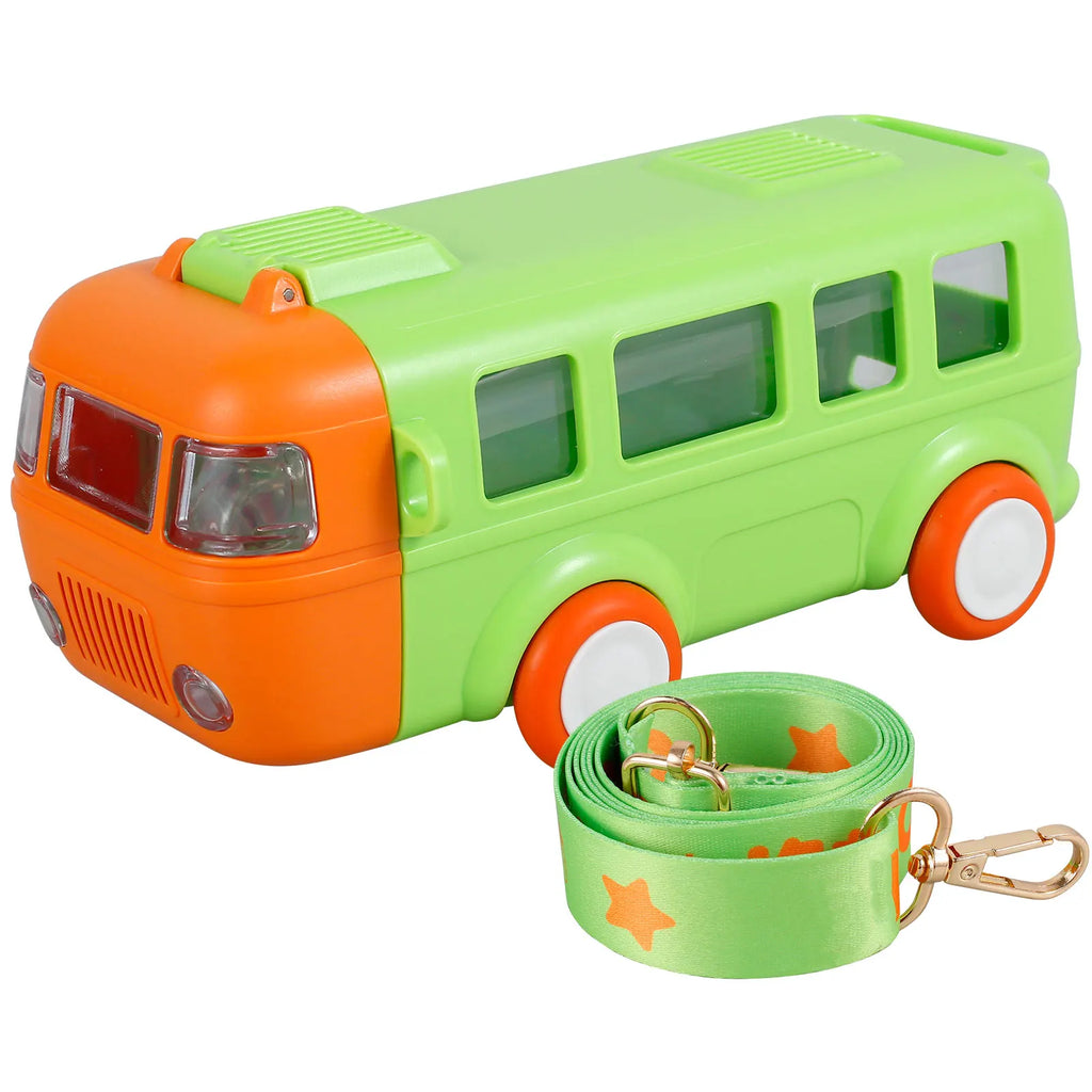 Car Straw Water Cup 500ml Portable Bus Water Bottle with Shoulder Strap Leak-Proof Kids Small Square Drinking Cup Cute Cartoon
