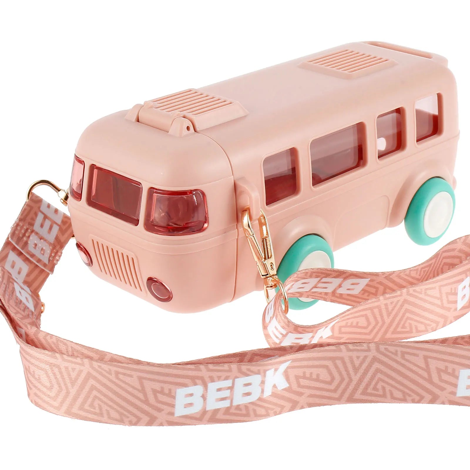 Car Straw Water Cup 500ml Portable Bus Water Bottle with Shoulder Strap Leak-Proof Kids Small Square Drinking Cup Cute Cartoon