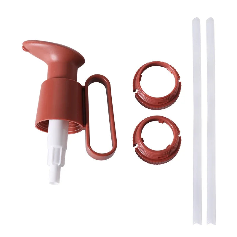 1 Set Universal Tightly Seal Dispenser Pump W/Handle ABS Tomato Sauce Oyster Press Pump Reusable Bottle Head Head Kitchen Gadget