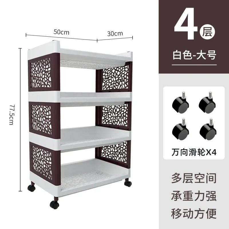 Modern Plastic Kitchen Trolleys Floor Multi-layer Shelf Storage Vegetable Basket Home Kitchen Furniture Bathroom Mobile Trolley