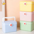 Double Layer Medicine Storage Box with Handle Portable Emergency Box Large Capacity Buckle Design Medicine Case