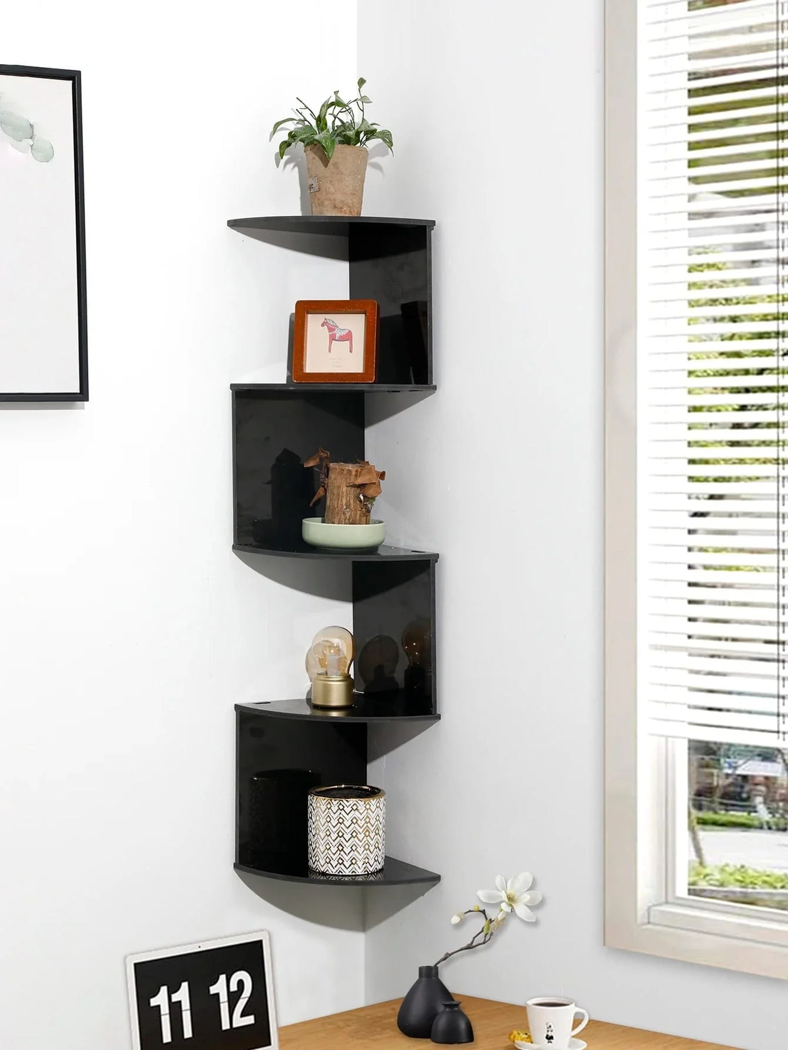 3  5 7 Tiers Shelf Corner Floating Shelves ,Wall Shelf, Corner Bookshelf, Home Kitchen Organizers Storage Living Room Decorations