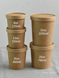 Kraft Paper Food Containers with Lids Eco Friendly Disposable Paper Cups Perfect for Soup, Ice Cream