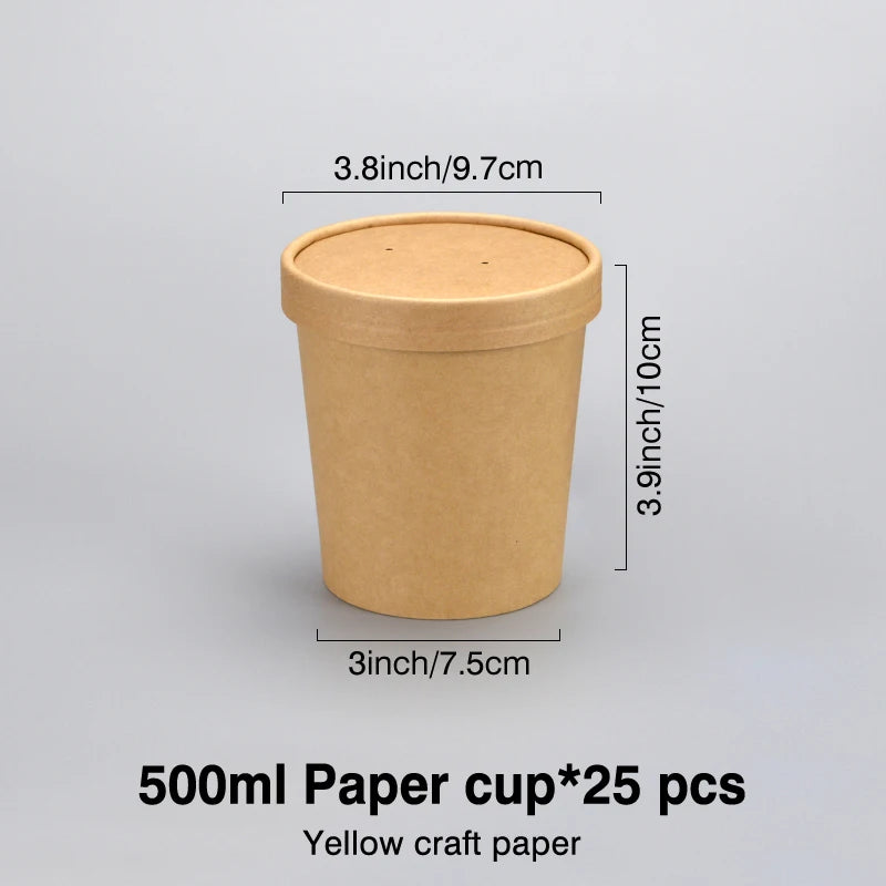 Biodegradable Kraft Paper Snack Box | Party Bucket | Noodle & Congee Bowl | Eco-Friendly Food Container