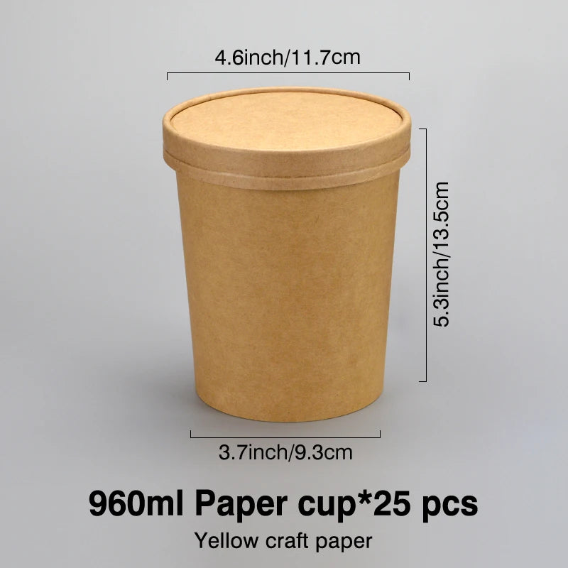 Biodegradable Kraft Paper Snack Box | Party Bucket | Noodle & Congee Bowl | Eco-Friendly Food Container