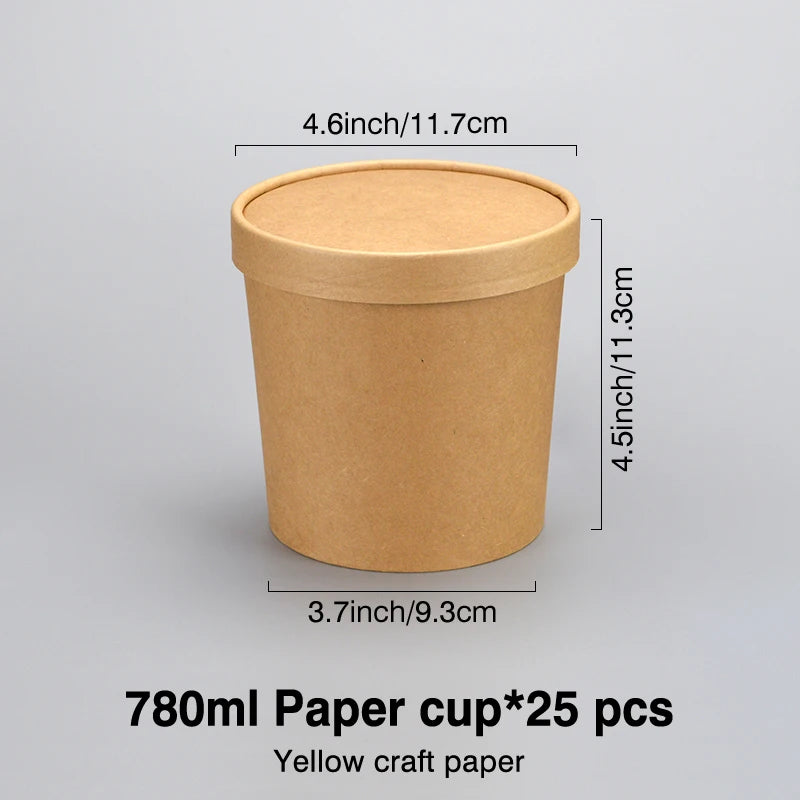 Biodegradable Kraft Paper Snack Box | Party Bucket | Noodle & Congee Bowl | Eco-Friendly Food Container
