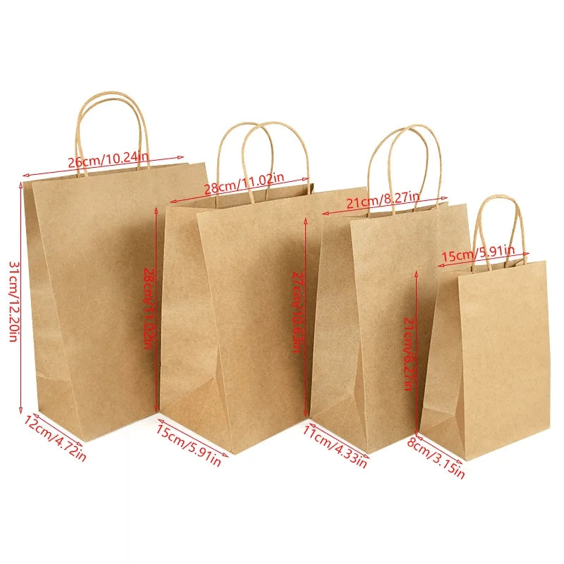 Kraft Paper Bags With Twisted Handles Assorted Sizes Brown Paper Bags For Wedding Party Small Business Shopping Bags