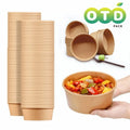 Disposable Kraft Paper Bowl Fruit Salad Fast Food Package Takeaway Food Storage Package Lunch Box