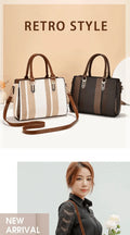 Stylish striped women's handbag, the texture of a large capacity single shoulder crossbody bag