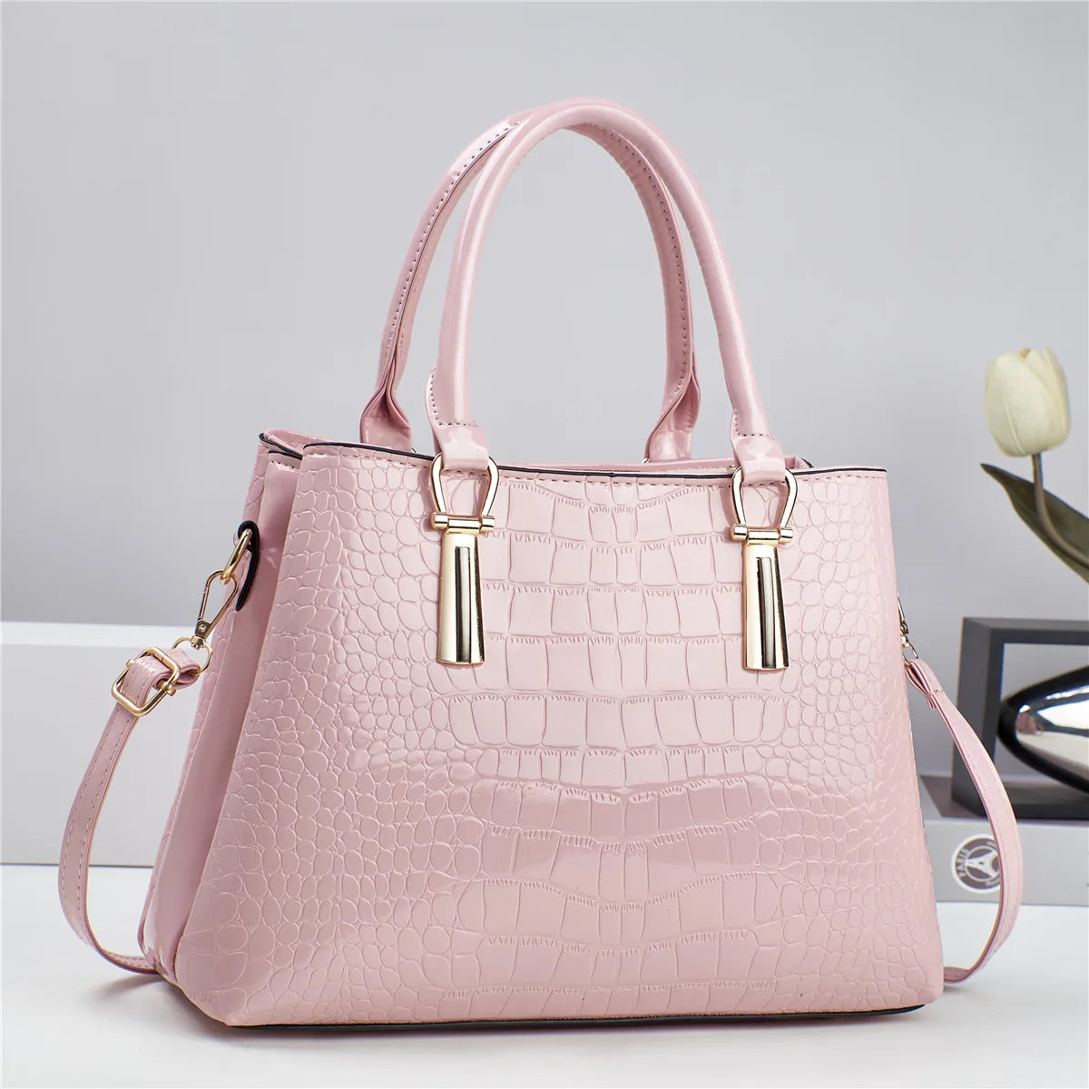 Fashion Bright Leather Handbag Women's Bag Hot Selling Stone Pattern Femal Commuter Bag Exquisite Luxury Ladies Shoulder Bags