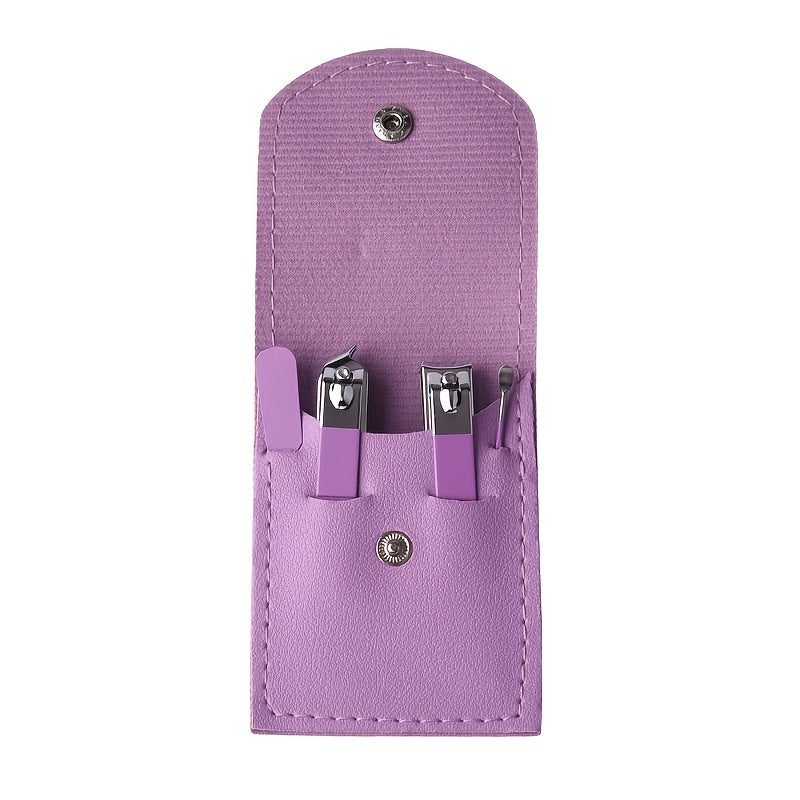 4 Pcs Manicure Set, Stainless Steel Nail Clippers Portable Nail File Tool, Professional Pedicure Set Beauty Set, For Travel Or Home