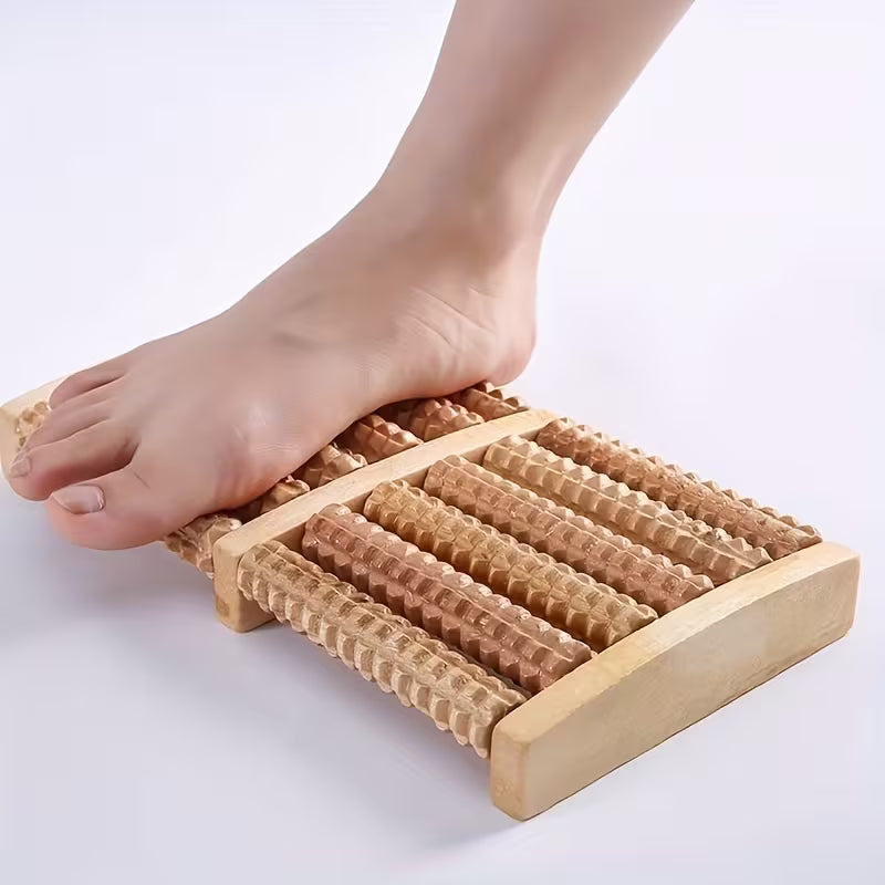 Wooden Foot Massager Roller – Dual Massage Control, Classic Natural Wood Design for Stress Relief & Daily Relaxation