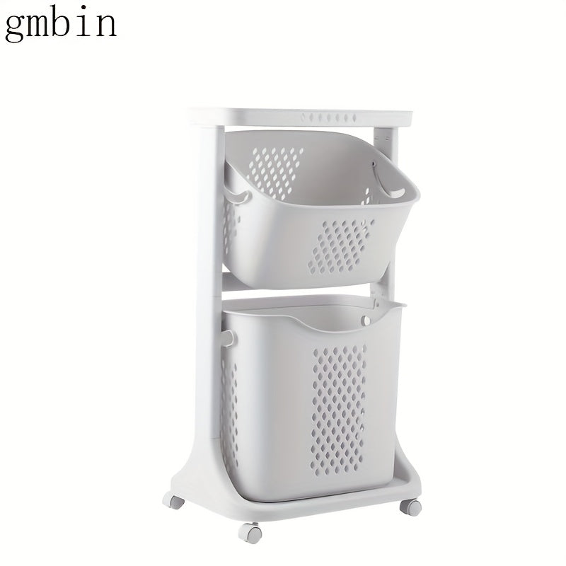 Home Multifunctional Storage Rack, Bathroom Classified Dirty Clothes Basket Laundry Basket, Hot Selling Two-layer Mobile Storage Basket, Valentine's Day, Easter Storage Basket, Laundry Baskets