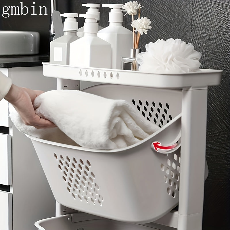 Home Multifunctional Storage Rack, Bathroom Classified Dirty Clothes Basket Laundry Basket, Hot Selling Two-layer Mobile Storage Basket, Valentine's Day, Easter Storage Basket, Laundry Baskets
