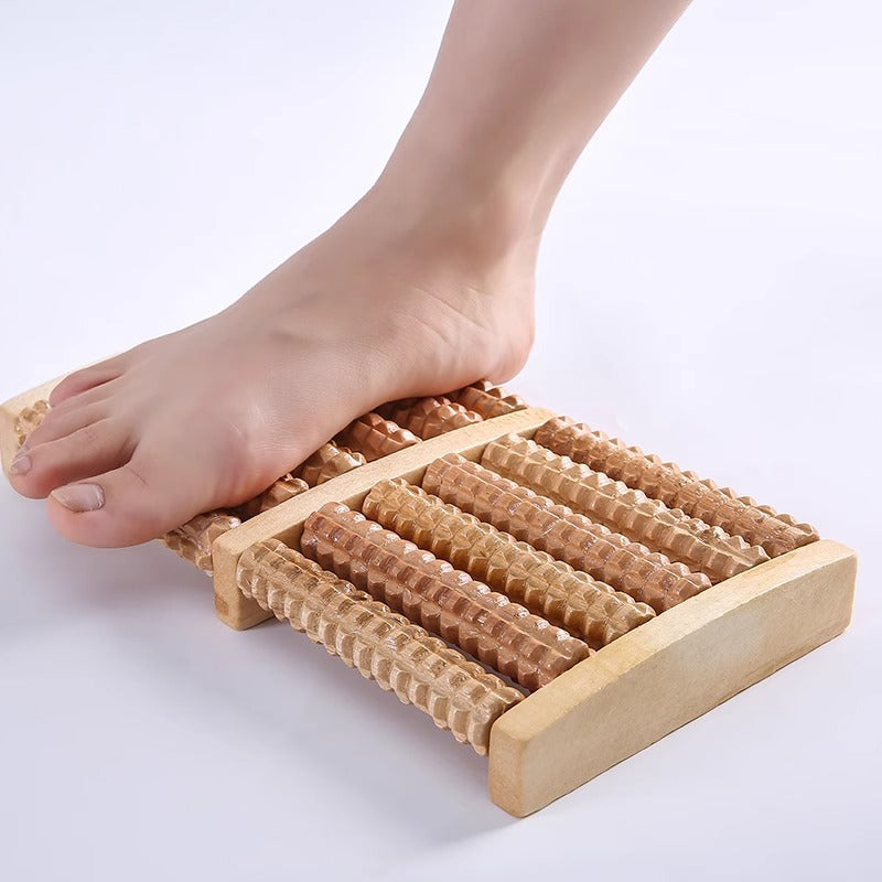 Wooden Foot Massager Roller – Dual Massage Control, Classic Natural Wood Design for Stress Relief & Daily Relaxation
