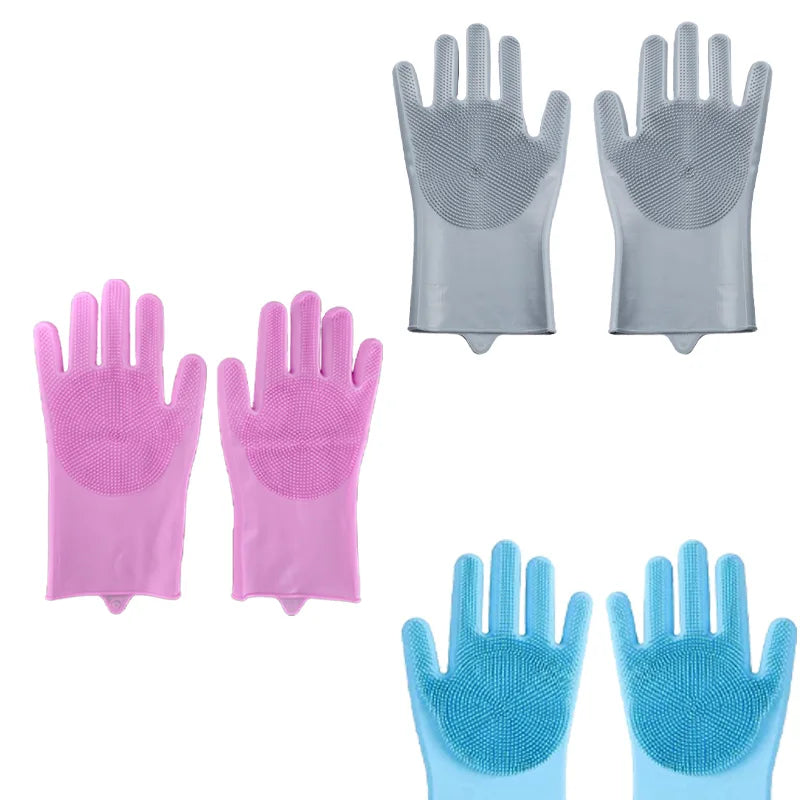 Silicone Dishwashing Gloves with Eco Friendly Multi Purpose for Kitchen Pet Bath Car Cleaning Waterproof Kitchen Cleaning Tools