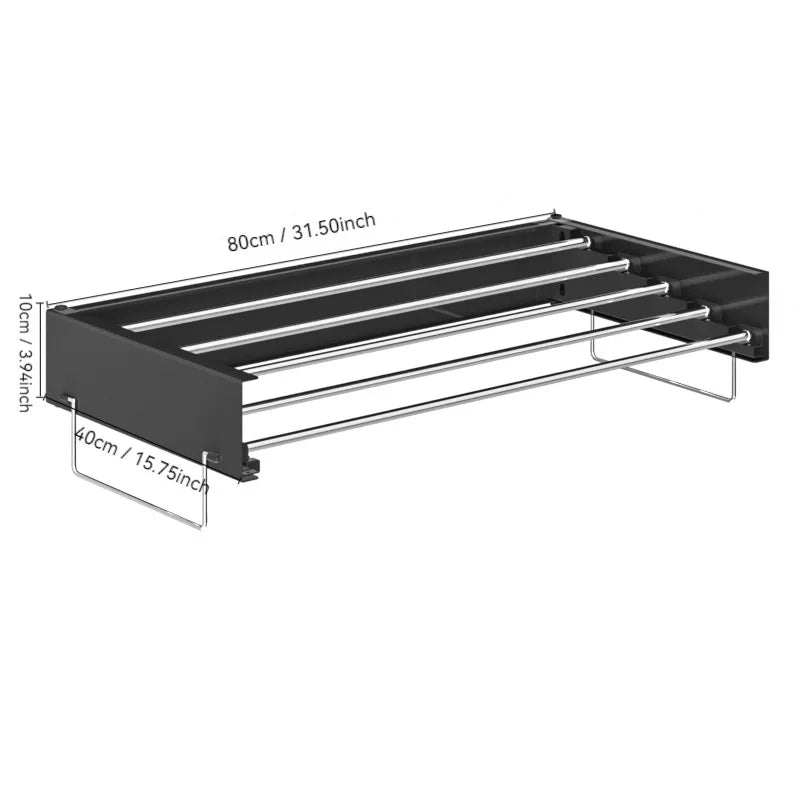 Wall-Mounted Invisible Clothes Drying Storage Rack Indoor Folding Clothes Hanger Balcony Clothesline Pole Hanger Towel Organizer