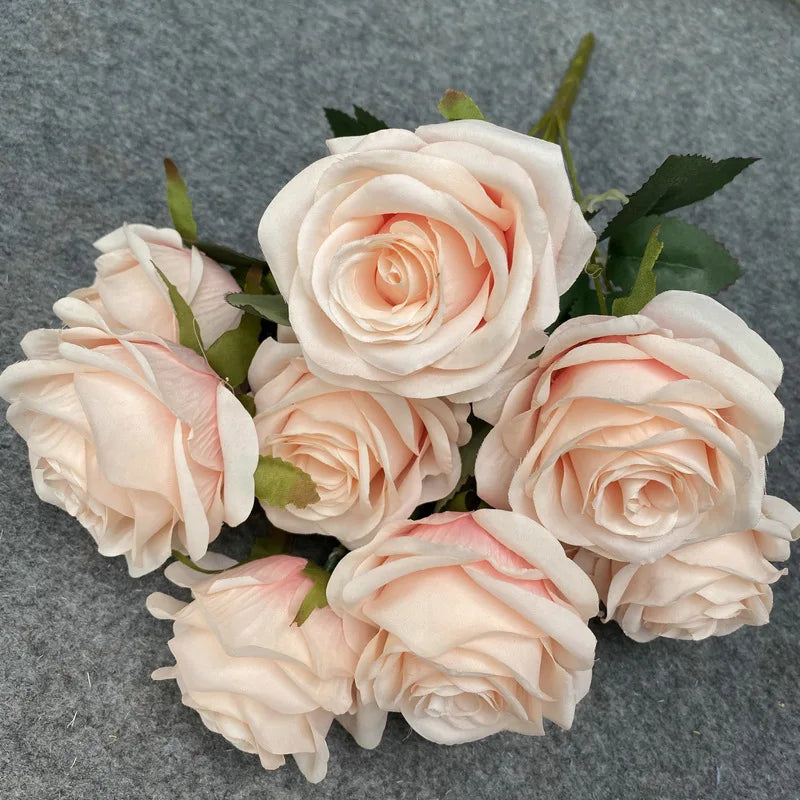 Artificial Pink Rose Fake Flower Wedding Bridal Bouquet Photography Props Home Garden Decoration Simulation Silk Rose Bouquet