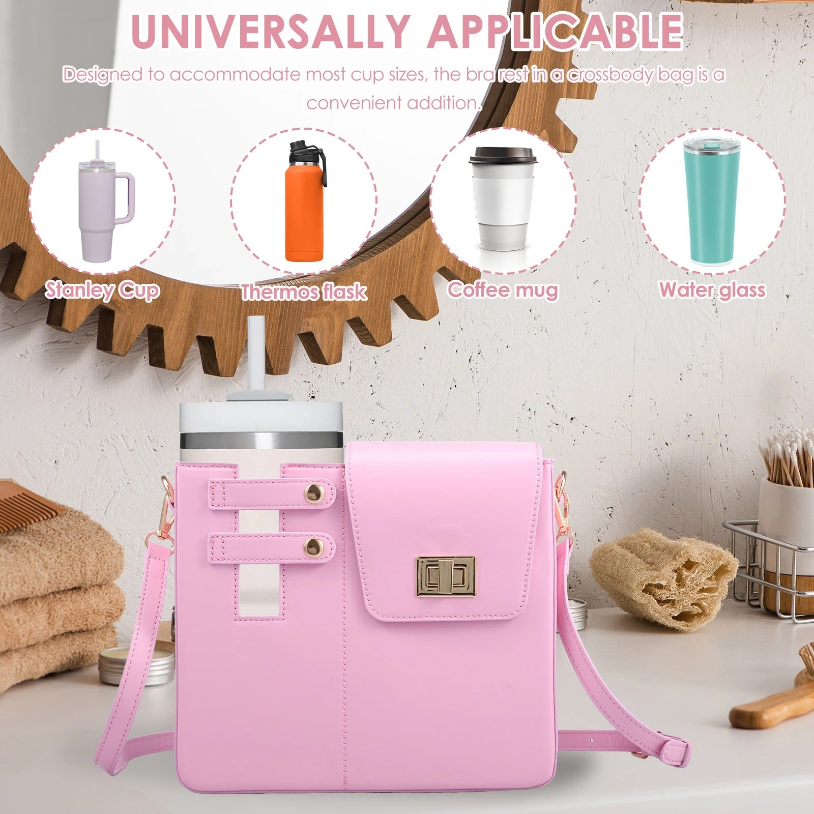 Premium Quality Water Bottle Bag For Stanley Tumbler 40oz Portable Leather Thermos bottle Bag For Girl