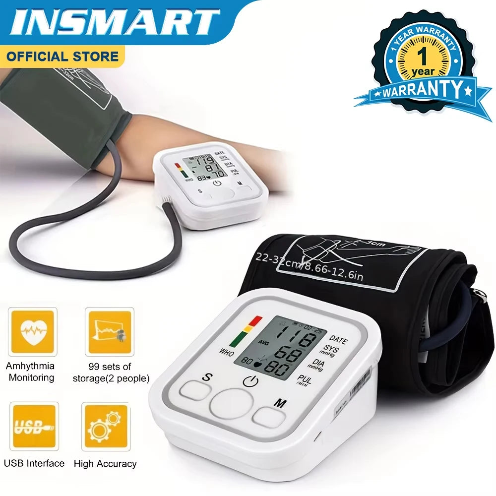 Portable Blood Pressure Monitor Digital Tensiometer Heart Rate Monit Equipment Automatic Professional Medical Sphygmomanometer