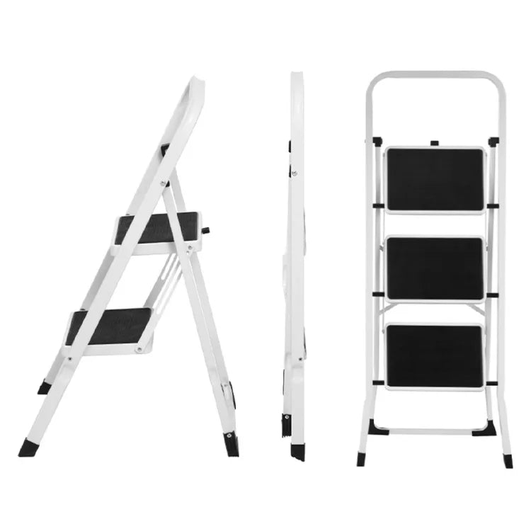 Modern Industrial Design Vigo 2-Step Folding Ladder Black Steel Certified for Home Kitchen Warehouse Use