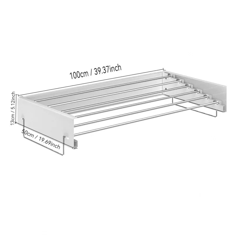 Wall-Mounted Invisible Clothes Drying Storage Rack Indoor Folding Clothes Hanger Balcony Clothesline Pole Hanger Towel Organizer