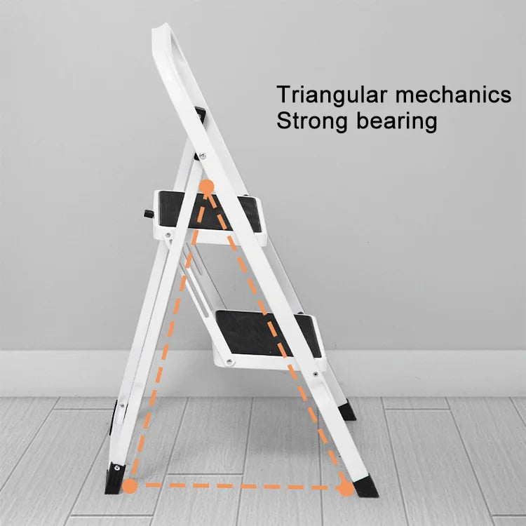 Modern Industrial Design Vigo 2-Step Folding Ladder Black Steel Certified for Home Kitchen Warehouse Use