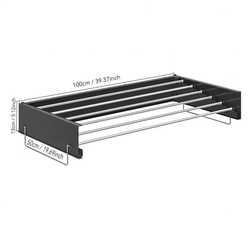 Wall-Mounted Invisible Clothes Drying Storage Rack Indoor Folding Clothes Hanger Balcony Clothesline Pole Hanger Towel Organizer