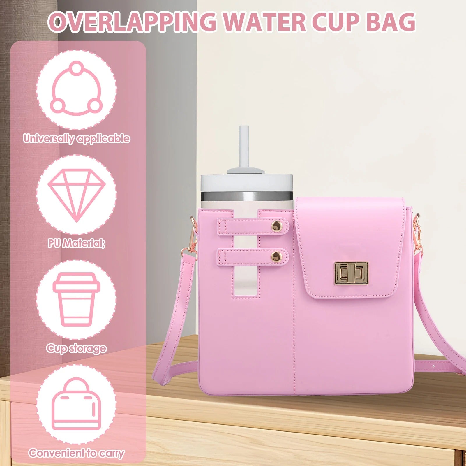 Premium Quality Water Bottle Bag For Stanley Tumbler 40oz Portable Leather Thermos bottle Bag For Girl
