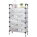 Simple Shoe Cabinet with Metal Frame Thicken Shoe Organizer Dustproof Plastic Shoe Storage Rack for Dorm Apartment Rental House
