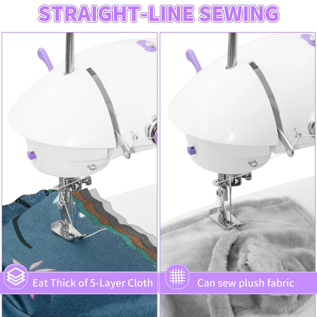 Portable Mini Electric Sewing Machine with Built-In LED Light – Compact & Lightweight Home Fabric Repair Tool