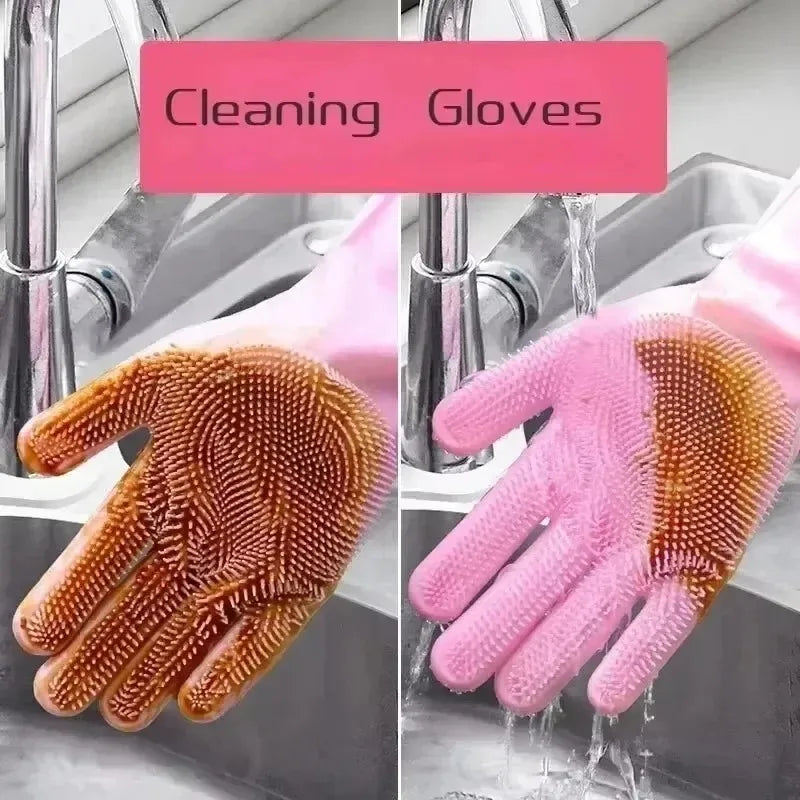 Silicone Dishwashing Gloves with Eco Friendly Multi Purpose for Kitchen Pet Bath Car Cleaning Waterproof Kitchen Cleaning Tools