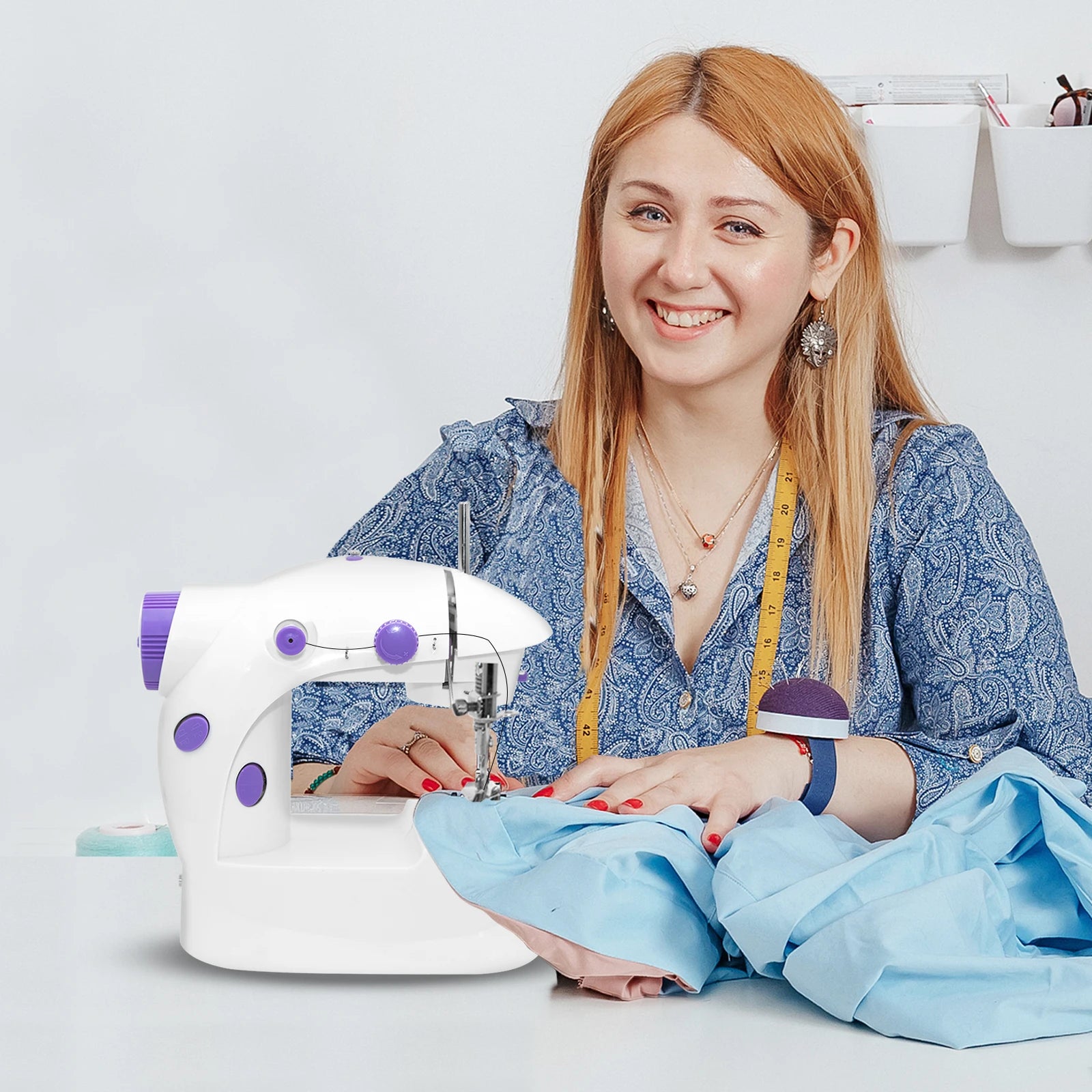 Portable Mini Electric Sewing Machine with Built-In LED Light – Compact & Lightweight Home Fabric Repair Tool