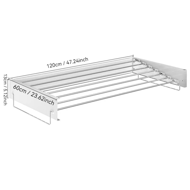 Wall-Mounted Invisible Clothes Drying Storage Rack Indoor Folding Clothes Hanger Balcony Clothesline Pole Hanger Towel Organizer
