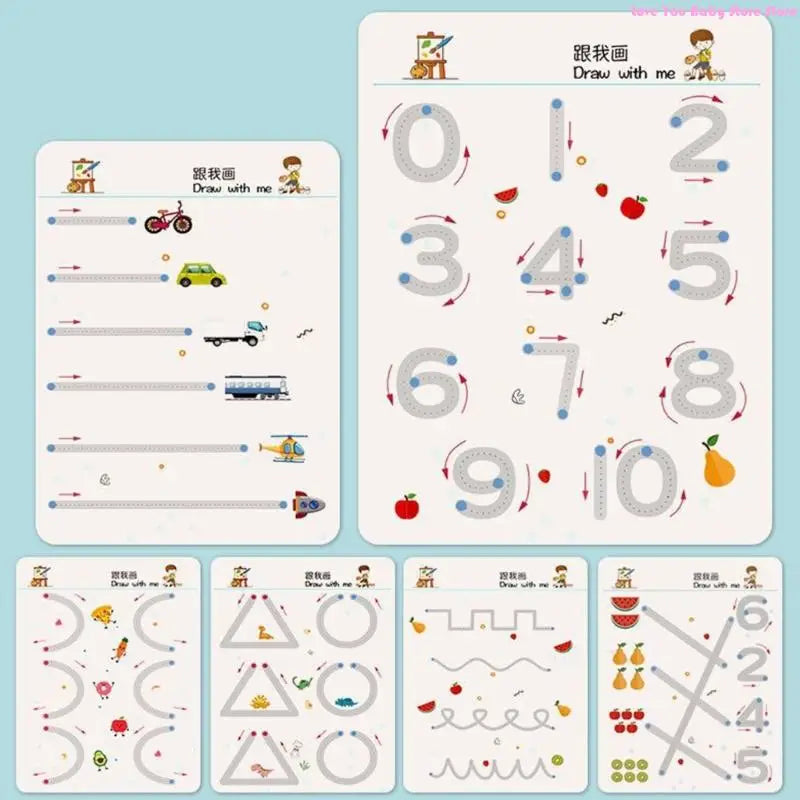 64 Sheets Preschool Handwriting Workbook For Early Writing Skills Erasable Tracing Paper For Kids Toddler 3-6 Years Old 195F