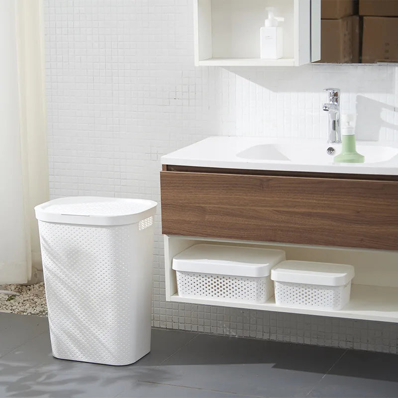 Bathroom Plastic Laundry Baskets Home Large Capacity With Cover Clothing Organizer Basket Removable Washing Basket
