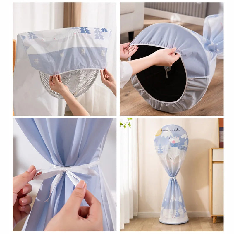 Pedestal Fan Floor Fan Cover Washable Waterproof Dustproof Standing Round Electric Fan Protective Cover Household Universal Storage Cover