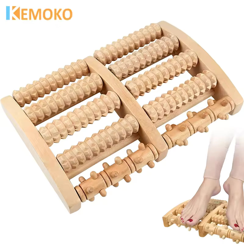 Wooden Foot Massager Roller – Dual Massage Control, Classic Natural Wood Design for Stress Relief & Daily Relaxation