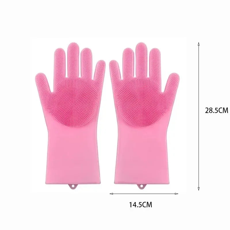 Silicone Dishwashing Gloves with Eco Friendly Multi Purpose for Kitchen Pet Bath Car Cleaning Waterproof Kitchen Cleaning Tools