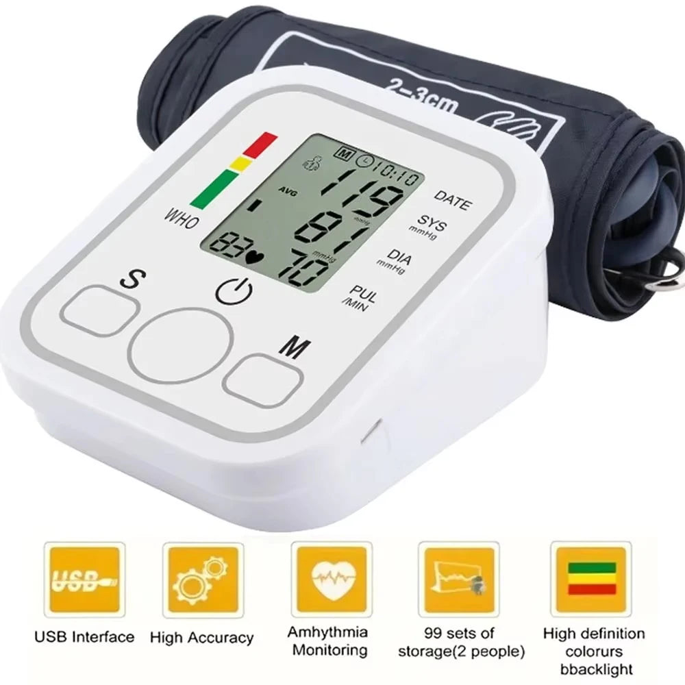 Portable Blood Pressure Monitor Digital Tensiometer Heart Rate Monit Equipment Automatic Professional Medical Sphygmomanometer