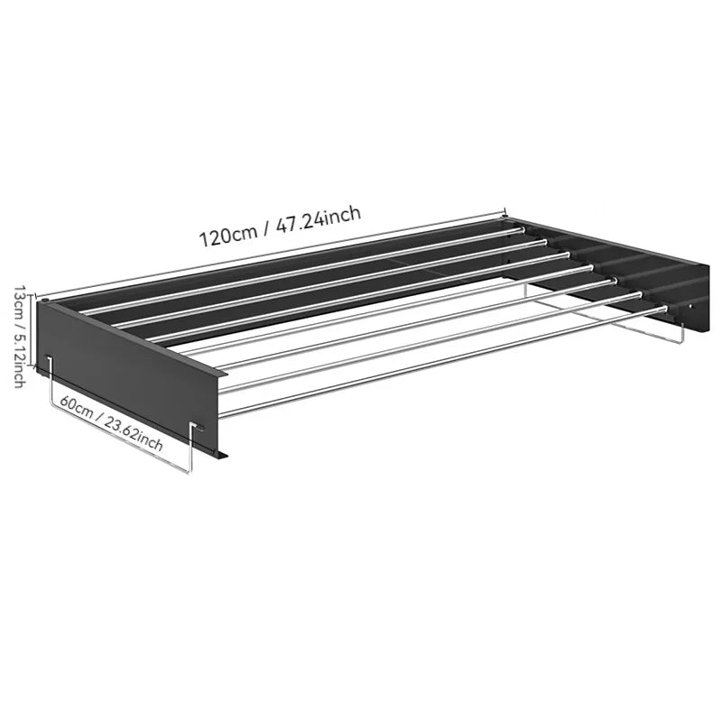 Wall-Mounted Invisible Clothes Drying Storage Rack Indoor Folding Clothes Hanger Balcony Clothesline Pole Hanger Towel Organizer