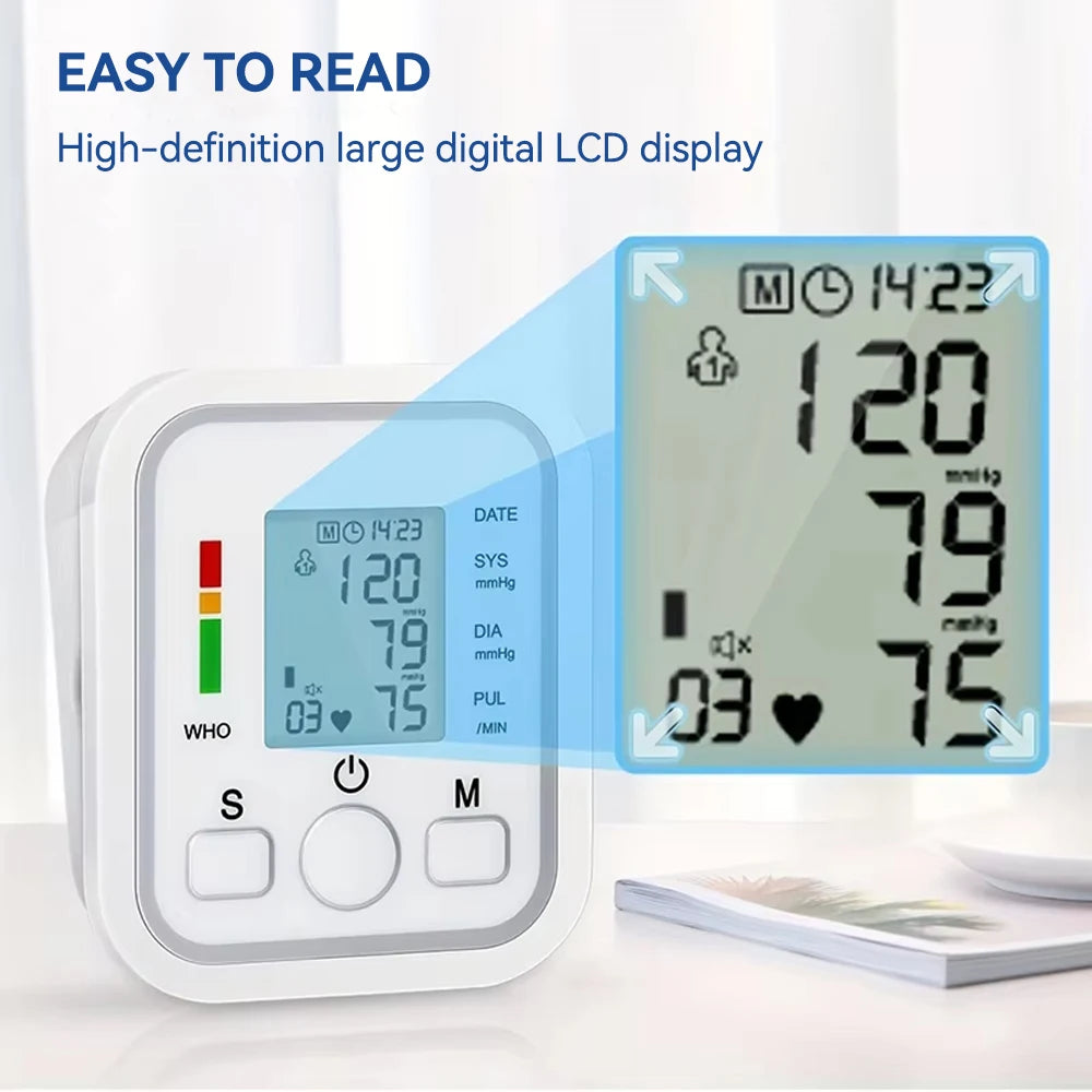 Portable Blood Pressure Monitor Digital Tensiometer Heart Rate Monit Equipment Automatic Professional Medical Sphygmomanometer