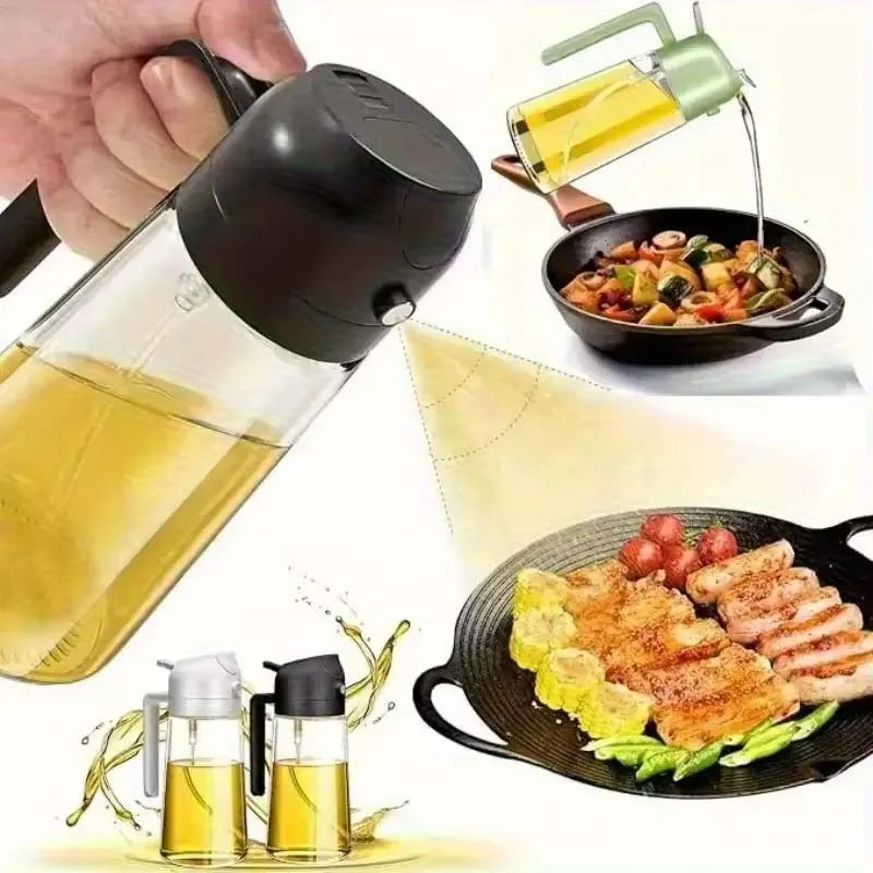 500ml Kitchen Glass Oil Spray Bottle for BBQ Baking Picnic Refillable Mist Dispenser for Cooking Olive Oil Vinegar