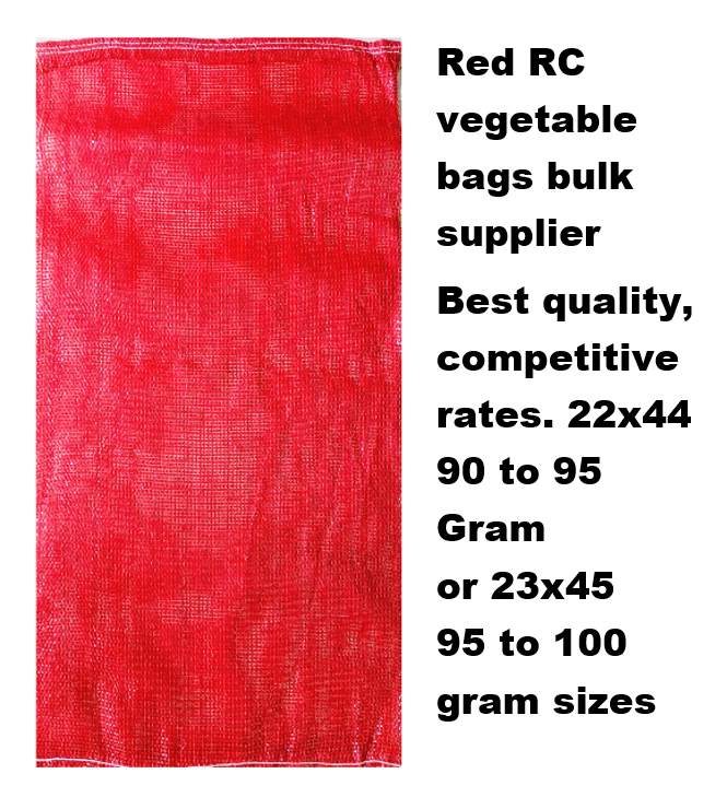 Red RC vegetable bags bulk supplier Best quality, competitive rates. 22x44 90 to 95 Gram  or 23x45 95 to 100 gram