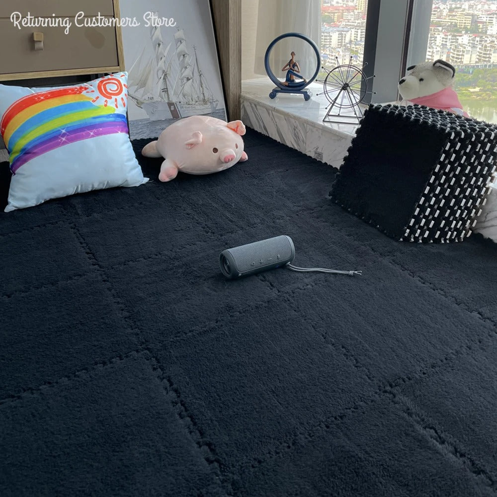 Soft Plush Warm Carpet Baby Play Mat Baby Bedroom Patchwork Carpet EVA Foam Interlocking Sports Floor Tiles Baby Warm Game Mat