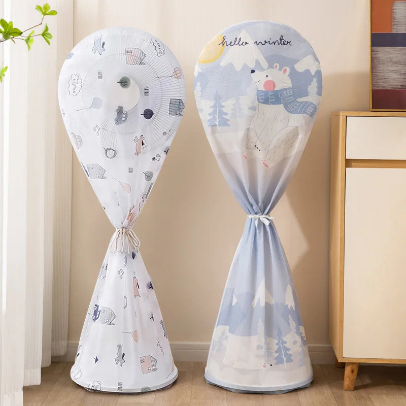 Pedestal Fan Floor Fan Cover Washable Waterproof Dustproof Standing Round Electric Fan Protective Cover Household Universal Storage Cover