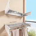 Wall-Mounted Invisible Clothes Drying Storage Rack Indoor Folding Clothes Hanger Balcony Clothesline Pole Hanger Towel Organizer